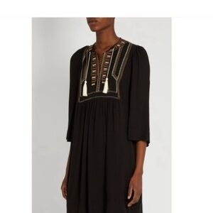 Isabel Marant Black Embroidered Embellished Sundress